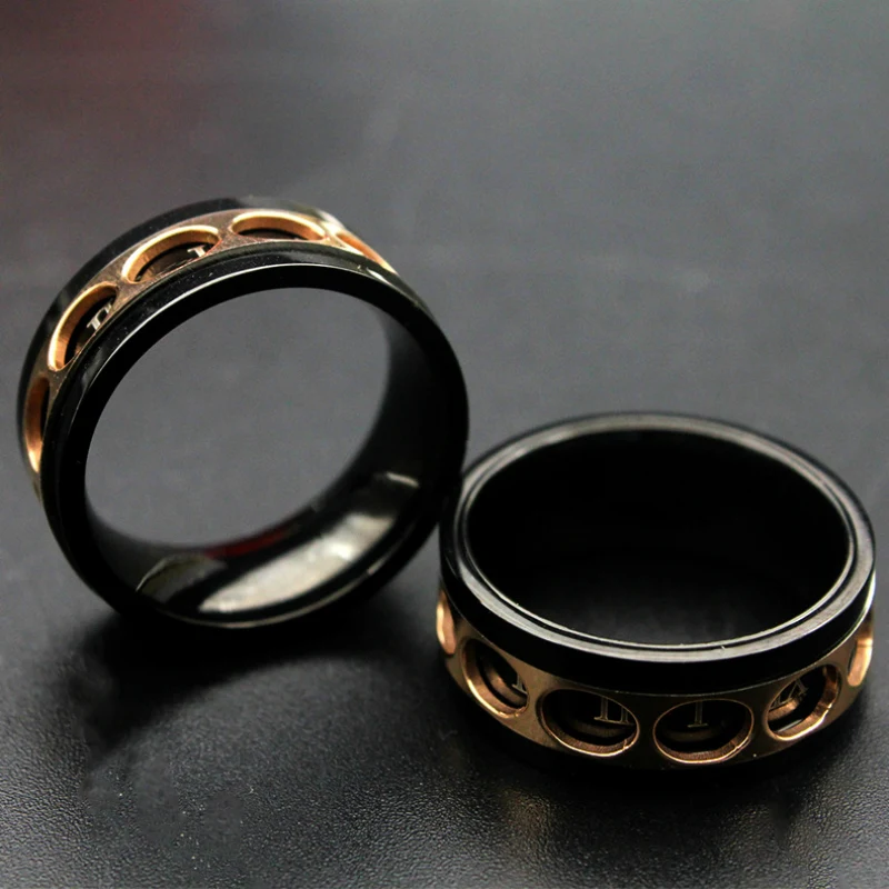 Черное вращающееся титановое кольцо 9 мм для мужчин и женщин римские цифры