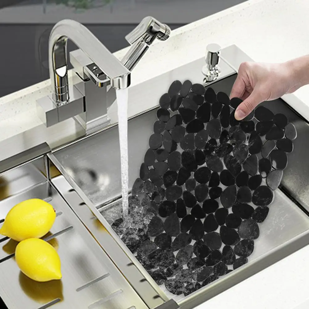 

Pebble Sink Mat Non-slip Eco-friendly PVC Practical Function Adjustable Placemat Sink Protector Liner Pad Kitchen Tools