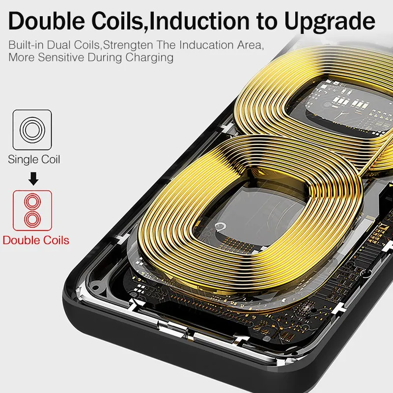 YKZ 5000 мАч Qi Беспроводное зарядное устройство для iPhone X светодиодный дисплей