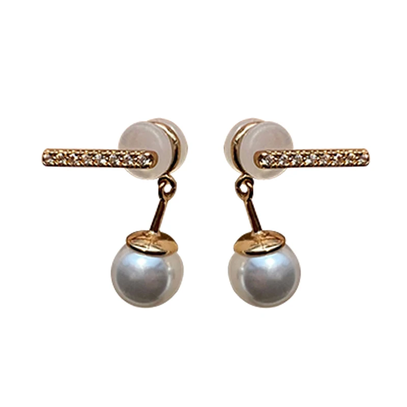 

TT Ear Clip with Diamond Pearl Earrings Painless Silicone Ear Clip without Pierced Female Tea French Retro High Sense