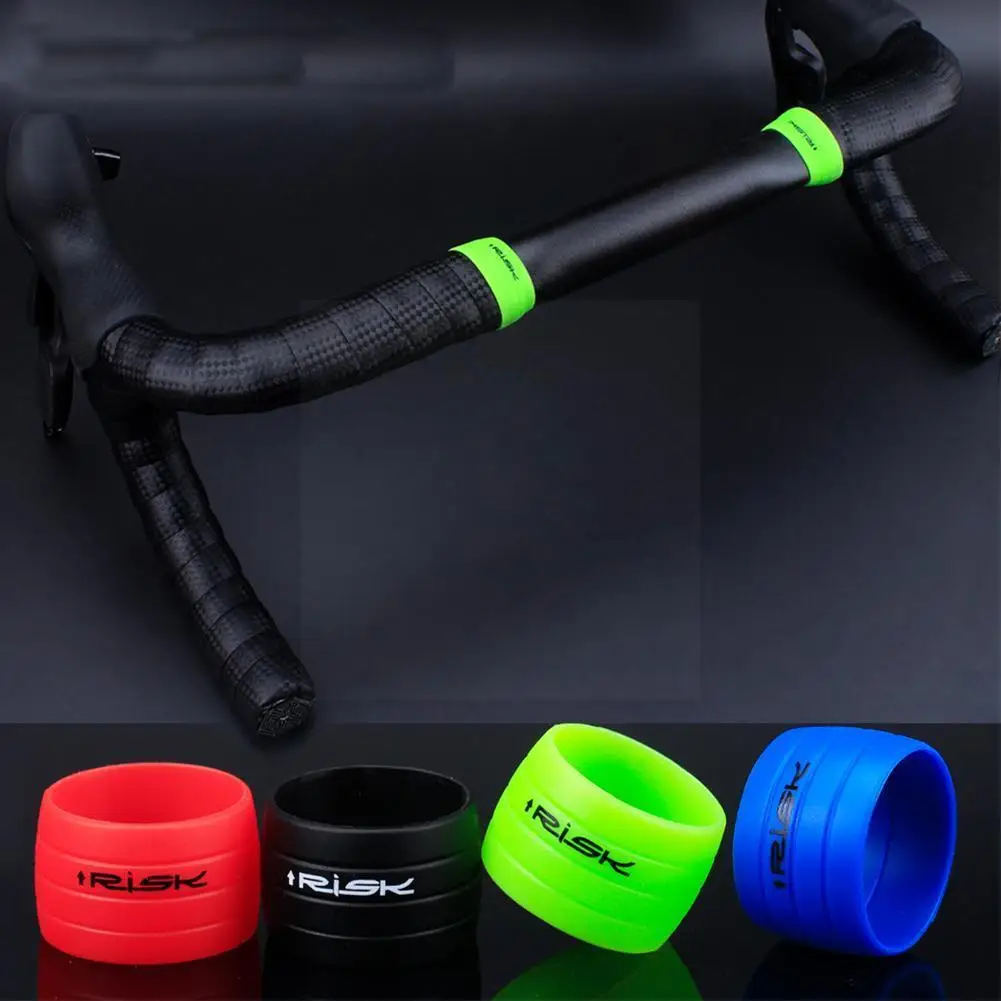 

1 Pair Cycling Handlebar Tape Fixing Sleeve Silicone Oudoor Protective Bike Waterproof Pipe Line Rubber Road Ring Anti-skip D6w7