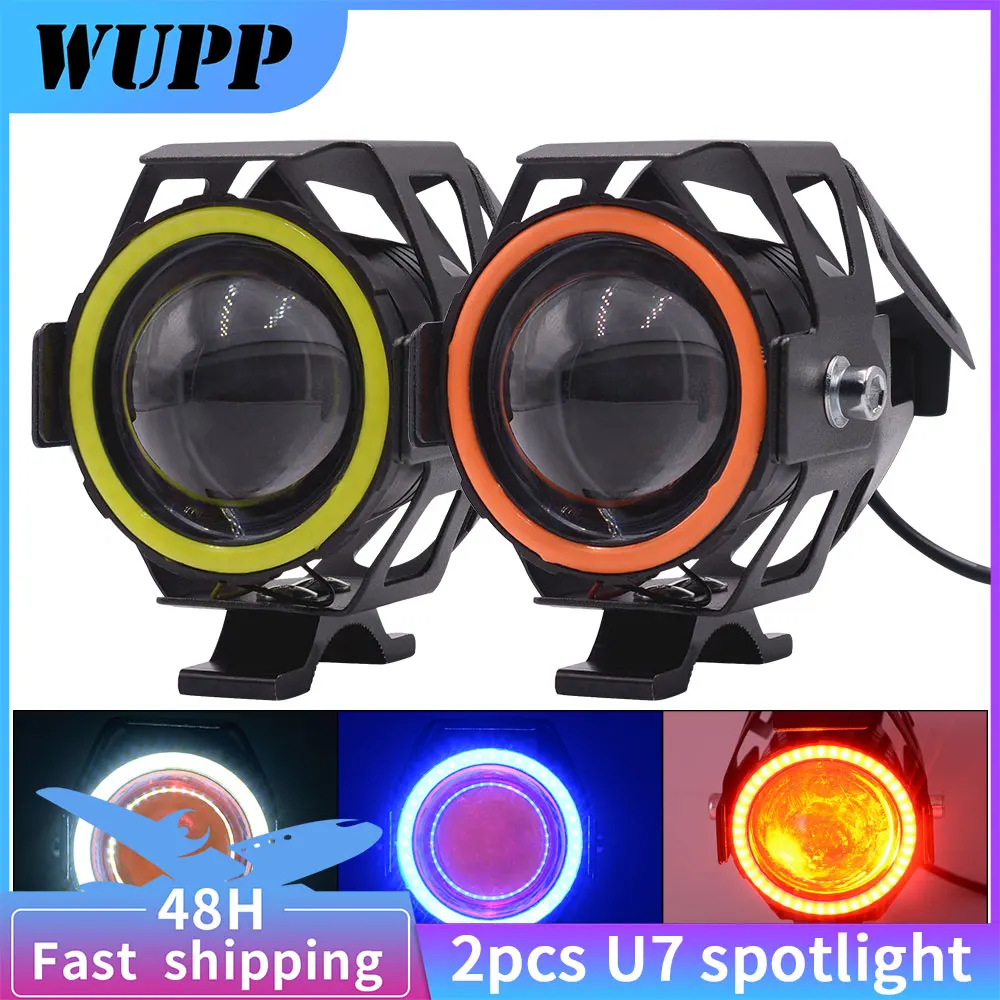 WUPP 2 шт. универсальный мотоцикл U7 Ангельские глазки Led 125W 3000LM головной светильник s