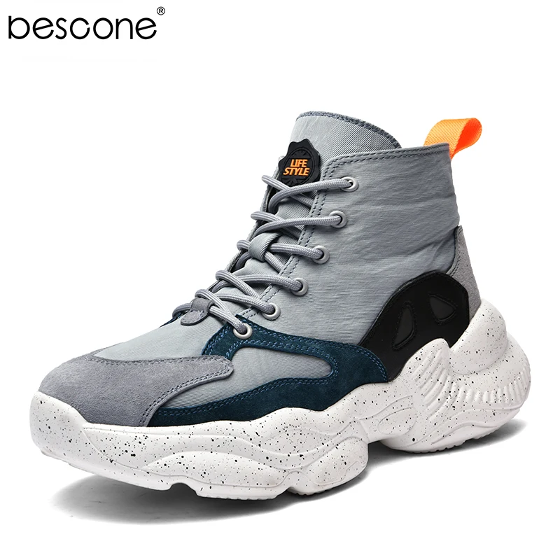 BESCONE/Новинка мужские высокие кроссовки Уличная обувь на шнуровке сезон