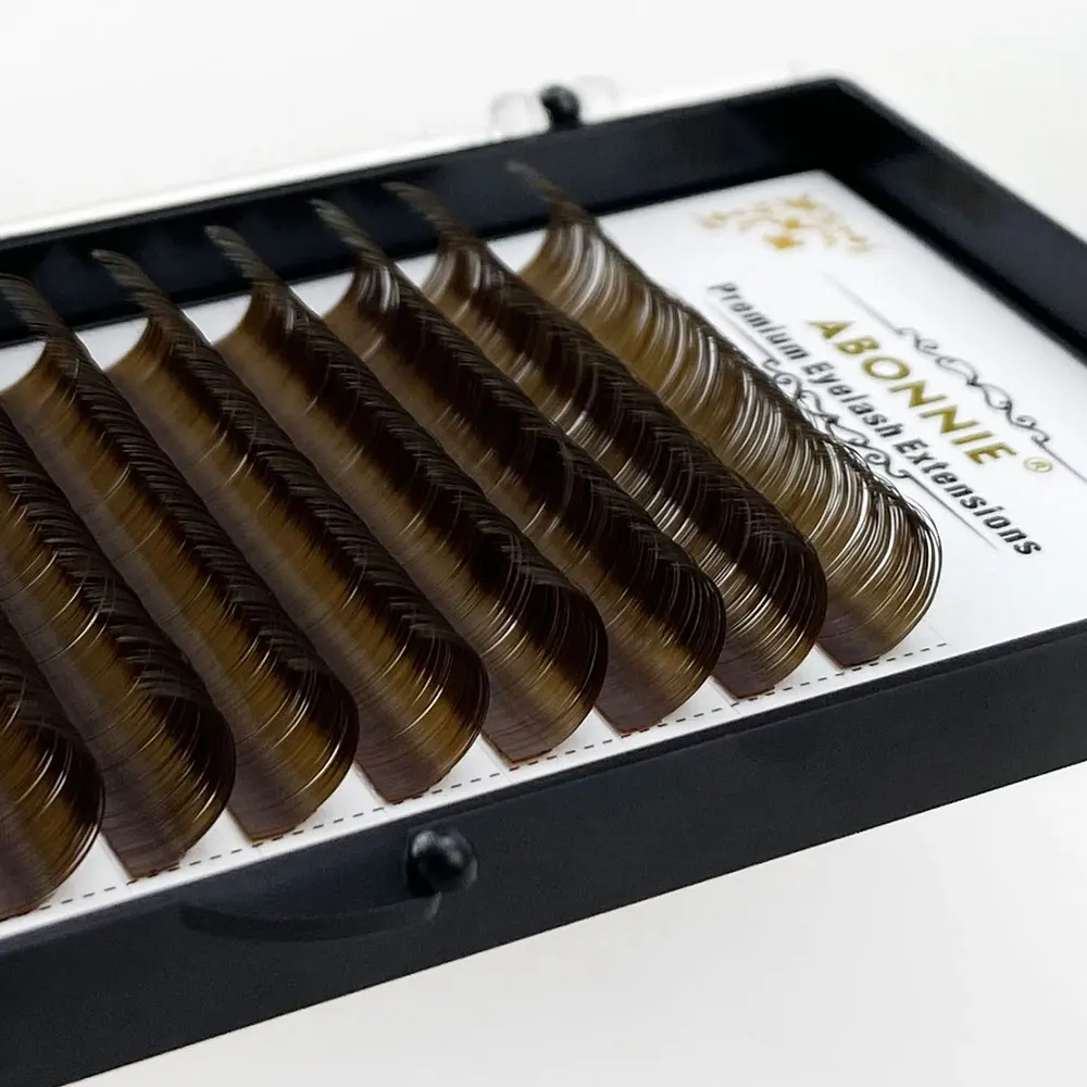 

Abonnie Dark Brown Individual Eyelashes Synthetic Mink Lashes Tray Colored Eyelash Extensions 0.05/0.07/0.10 C/D Curl 8-15mm