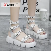 women sandals high heel platform gladiator shoe fashion belt buckle sandals street style punk goth ladies comfort casual shoes