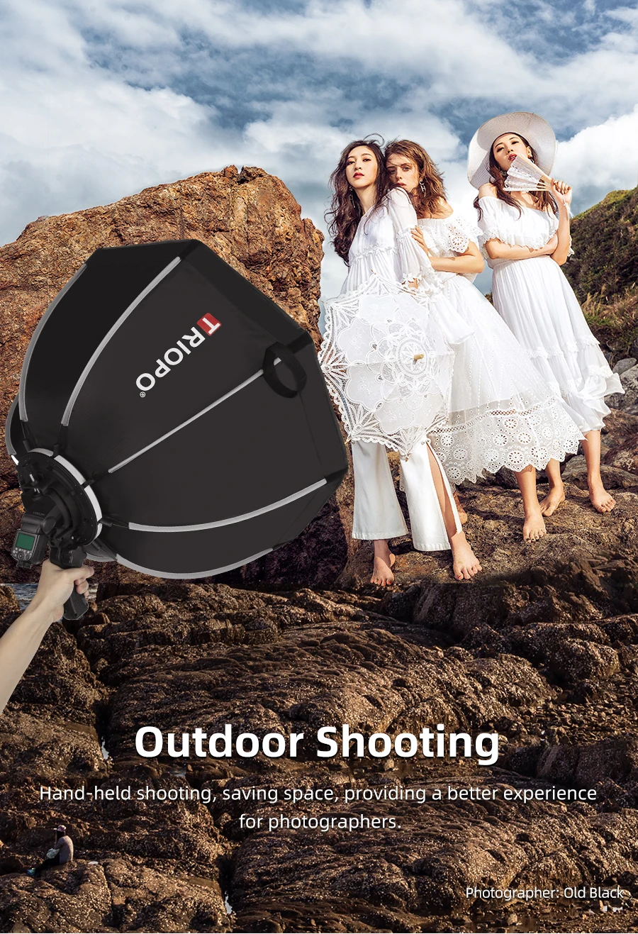 Triopo KS55 55 см Speedlite портативный софтбокс в виде ВОСЬМИУГОЛЬНОГО зонта с сотовой сеткой наружная вспышка Мягкая коробка для Canon Nikon Godox
