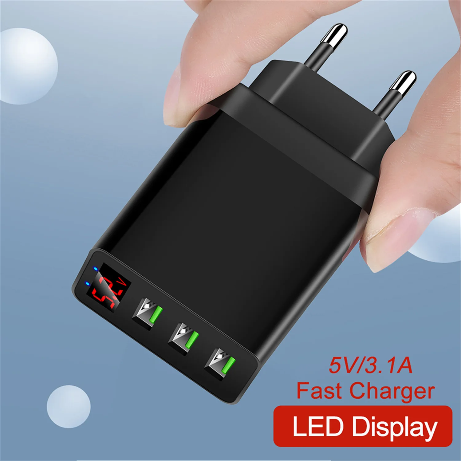 3.1A зарядное устройство с 3 портами USB светодиодный дисплей портативное несколько