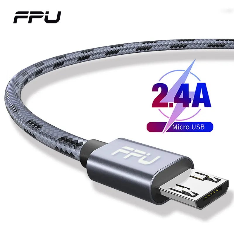 

FPU Nylon Micro USB Cable 2.4A Fast Charging Microusb Cable For Samsung Xiaomi Android Mobile Phone Data Charger Wire Cord 1m 2m