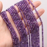 natural amethyst beaded faceted round shape beads for jewelry making diy necklace bracelet accessries 3x4mm