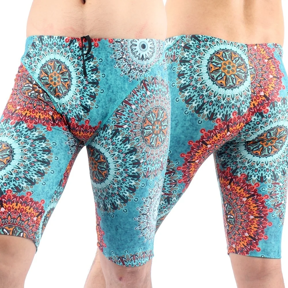 

Swimming trunks men's long five point professional swimsuit racing sports Large Size Swimsuit anti embarrassment hot spring