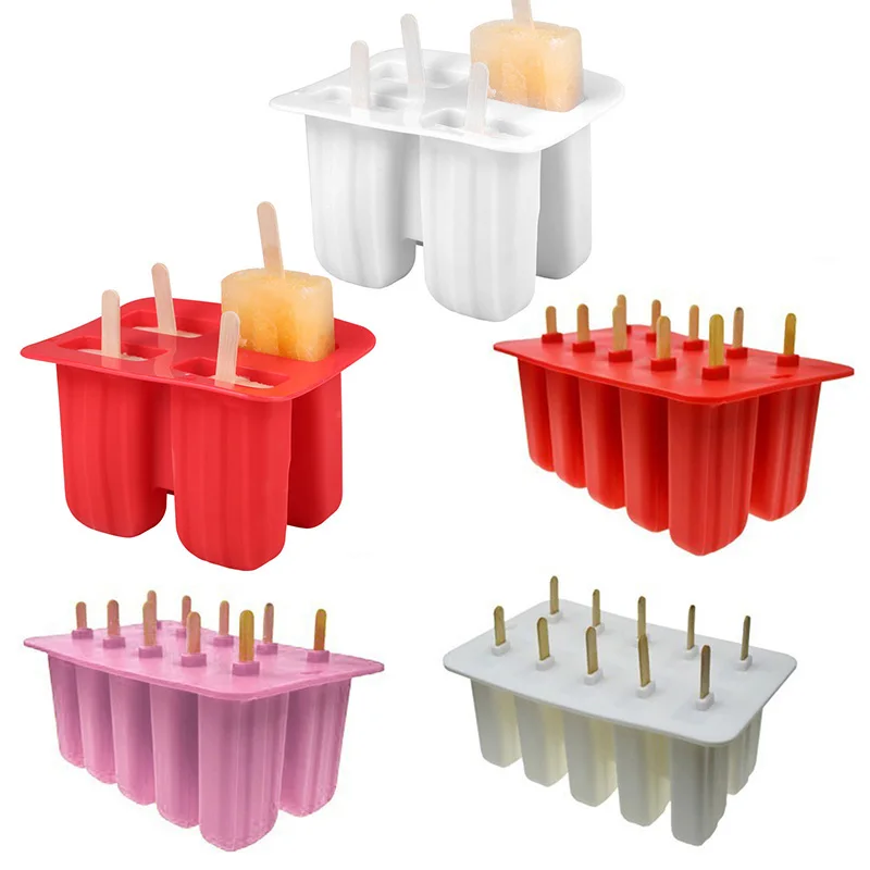 4 ячейки силиконовая форма для мороженого Экологичная фруктового льда поднос