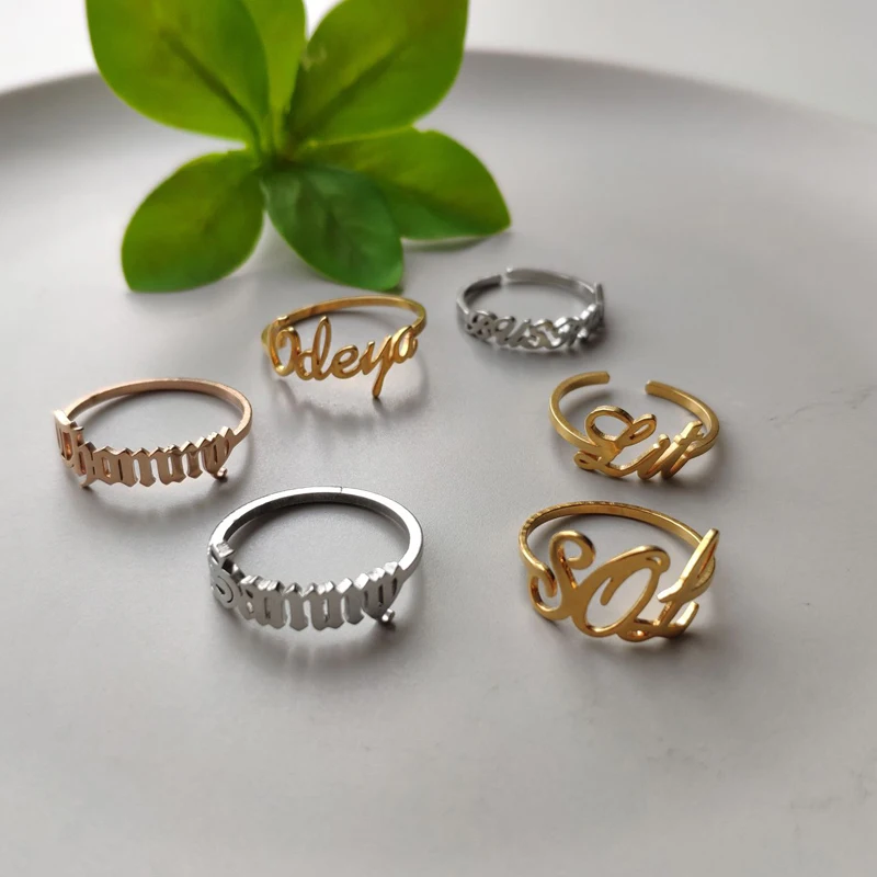 Пользовательское кольцо с надписью Anillos Mujer, персонализированные кольца из нержавеющей стали для женщин, розовое золото, серебро, кольцо BFF, ювелирные изделия, монограмма, Анель