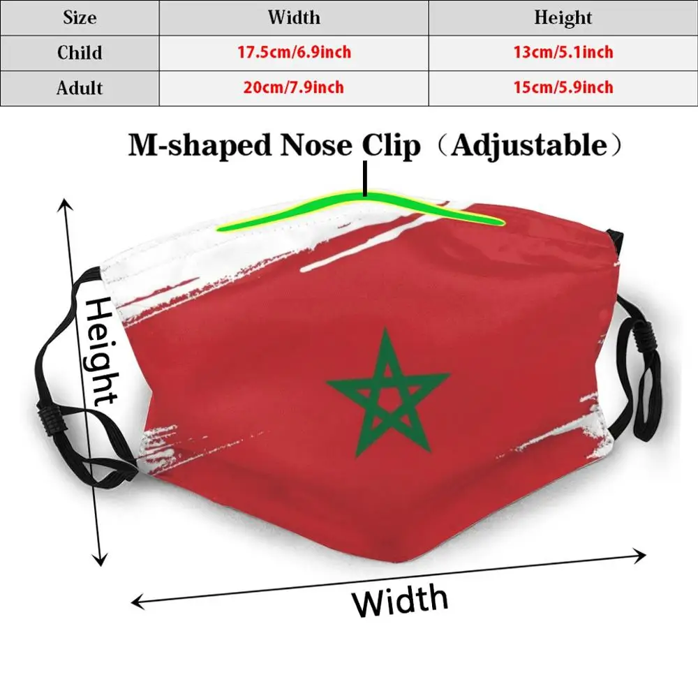 Morocco Flag T Shirt Print Washable Filter Anti Dust Mouth Mask Flags | Аксессуары для одежды