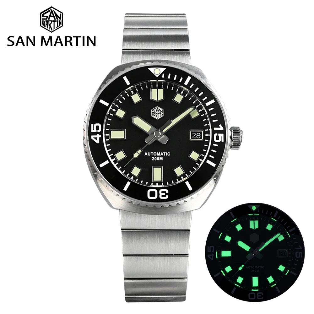 

San Martin Men Watches Original Design Retro Diver Watch Sapphire NH35A Automatic Mechanical 20Bar Ceramic Bezel C3 Luminous
