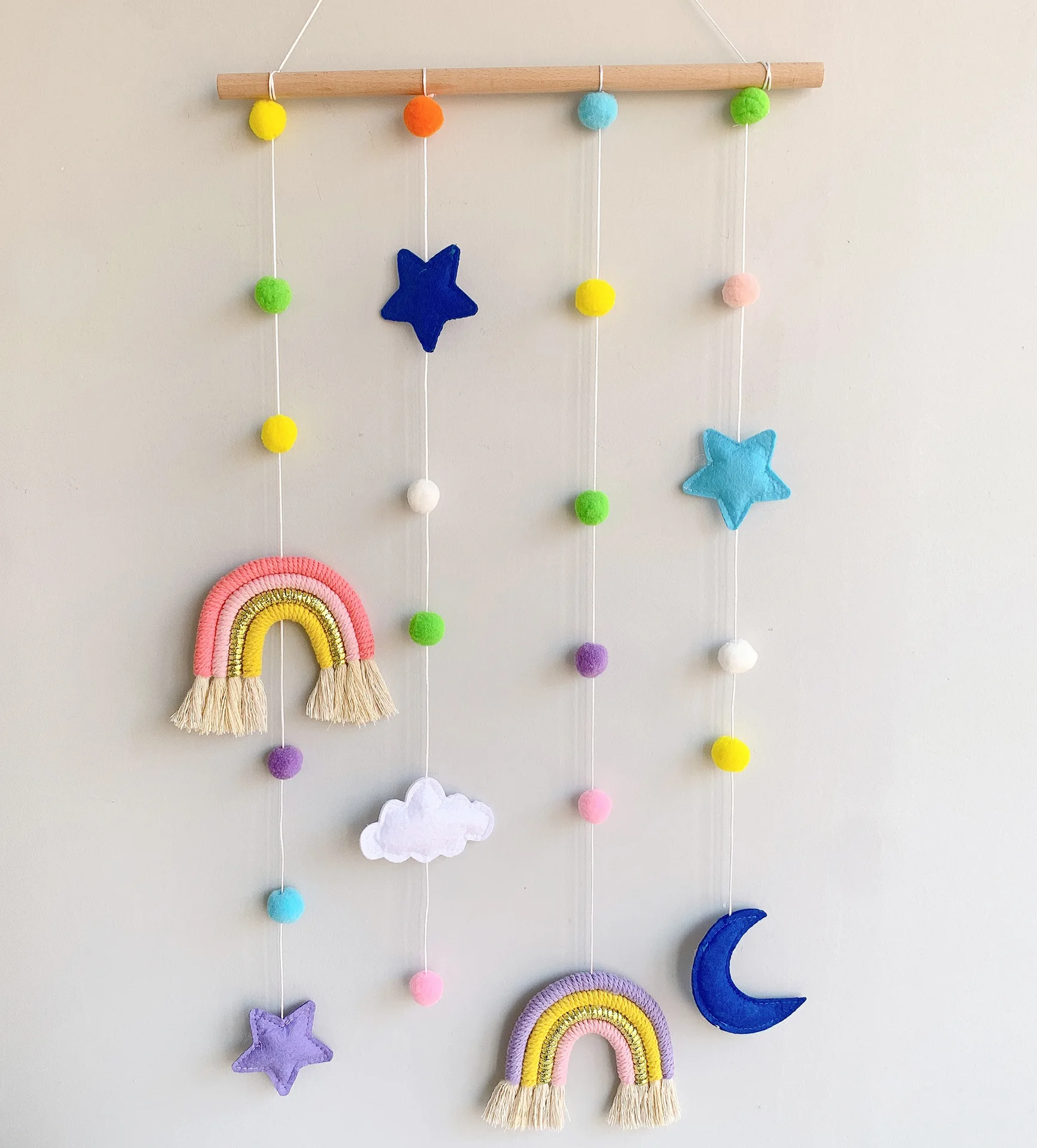

INS Nordic Style Woven Rainbow Decoration For Bedroom Children's Hairpin Hair Accessories Storage Colorful Wall Hanging Rack