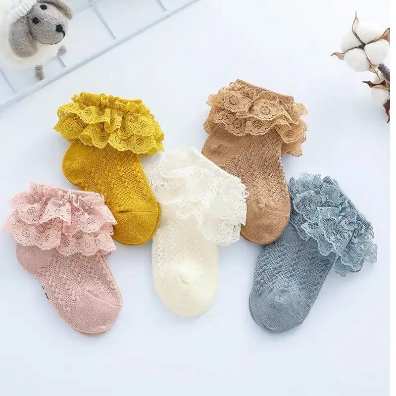 2020 Baby Stuff Kids Baby Girl Frilly Warm Lace Tutu Socks Infant Newborn Toddler Lace Ruffled Solid Ankle Socks