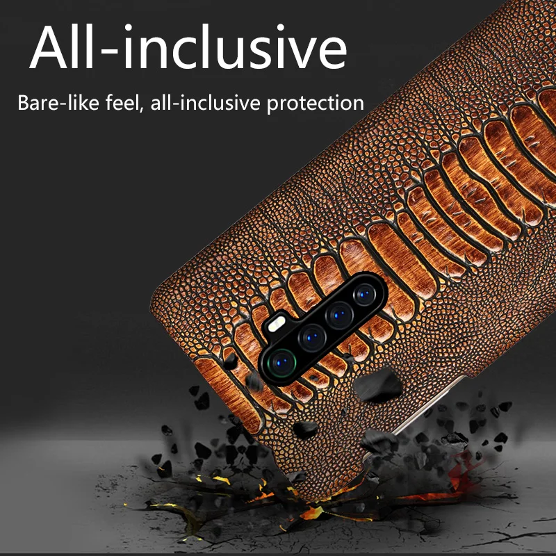 genuine leather ostrich grain case for realme 7 pro x50 x7 pro xt gt 5 x2 6 8 pro c3 cover for oppo a9 reno 5 4 2 find x2 x3 pro free global shipping