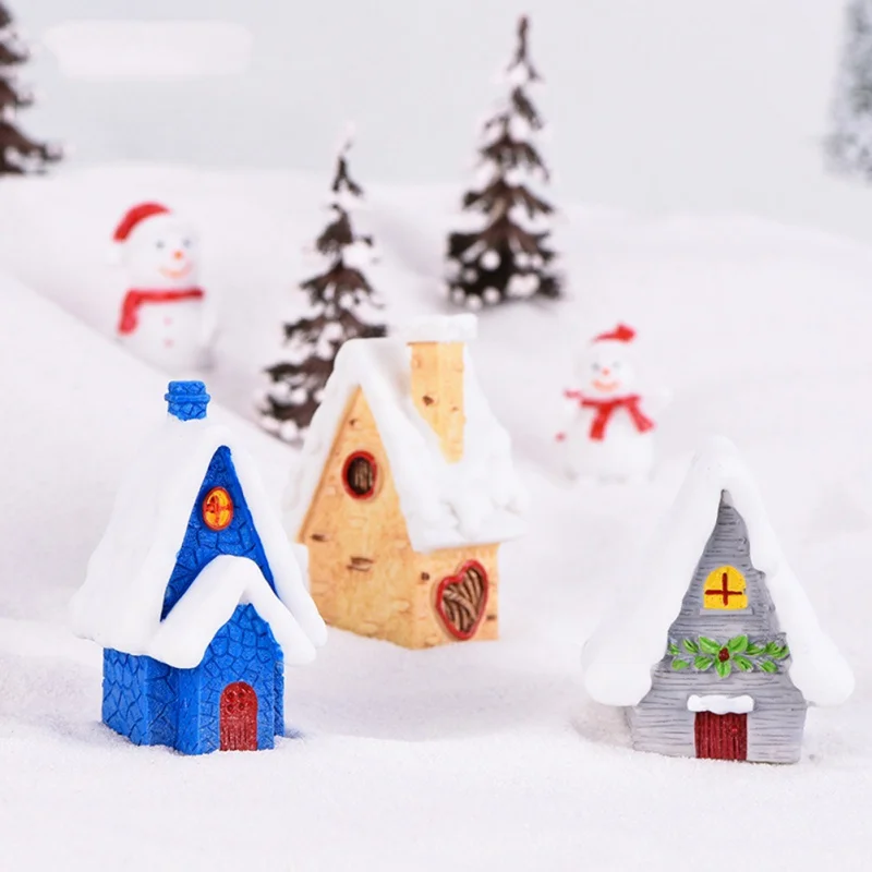 New Snow House Christmas Decoration Cute Candy Color Unique Resin Craft Kid Toys Gift Ornament Year | Дом и сад