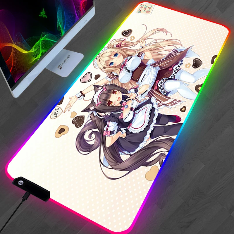 

Аксессуары для геймеров RGB Nekopara большой коврик для мыши Xxl коврик для мыши игровой Настольный коврик для ноутбука для ПК геймерский шкаф Varmilo...