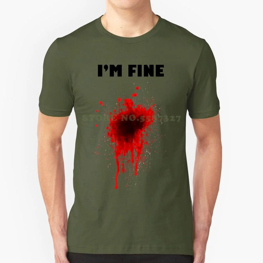 

Забавная Мужская футболка I'm Fine с эффектом шутки и крови, Мужская футболка An11, летняя мужская футболка, топы, футболки, новинка
