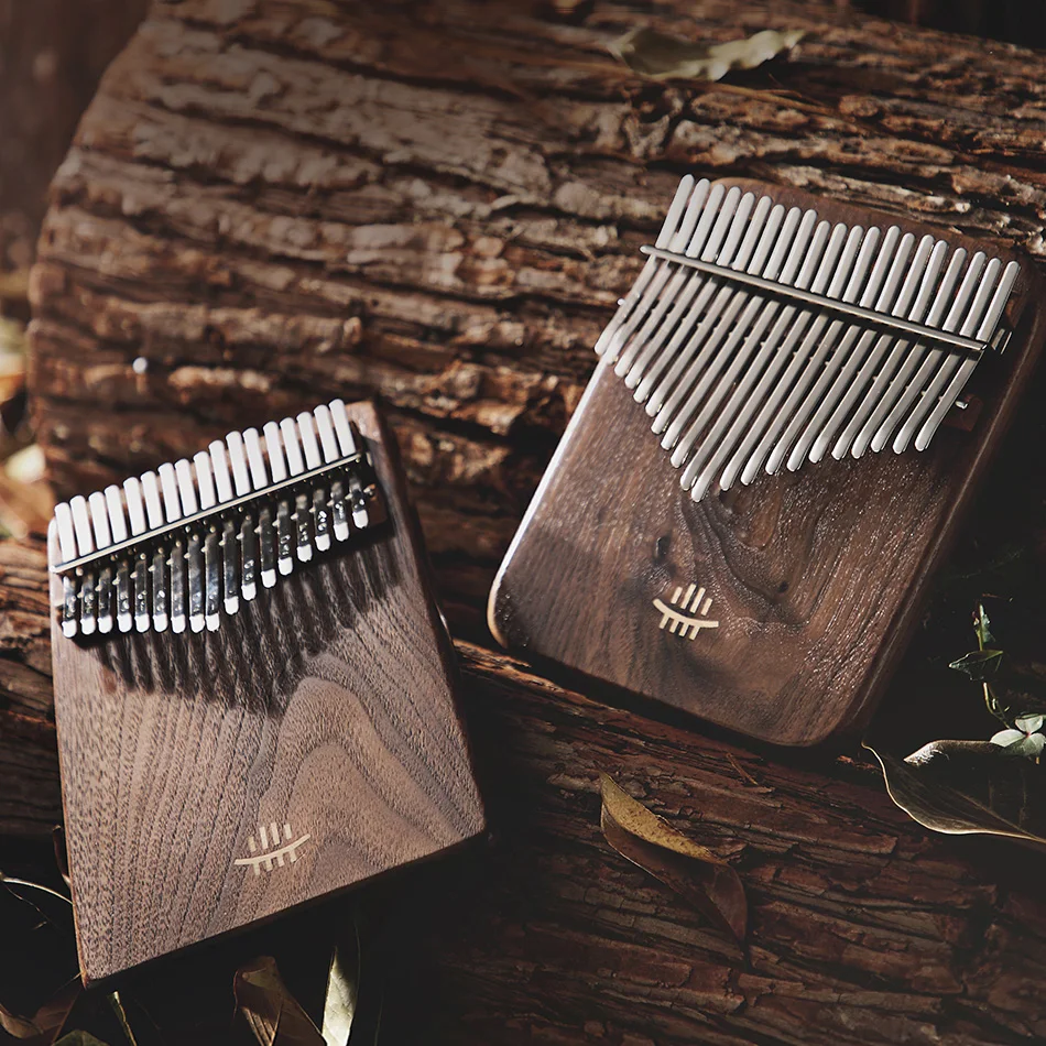 

Hluru Kalimba 17/21 Key Black Walnut Curly Figure Keyboard Thumb Piano Chamfer Calimba Musical Instruments Kalimbas