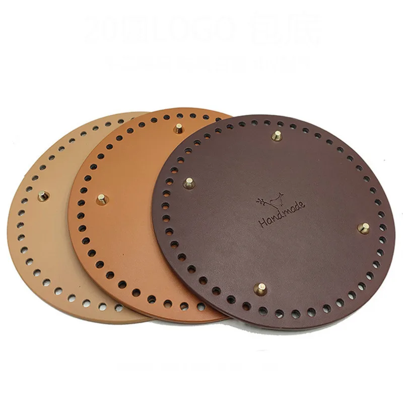 

Fashion 20cm Soil Color Woven Bag Luggage Accessories Bottom Plate 6 Mm Hole Hand Hook Plain Round Logo For DIY Handbag