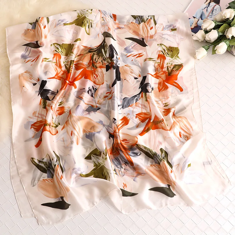

KOI LEAPING new summer woman fashion flower feather printing long scarf scarves headscarf hot popular mature girl gift