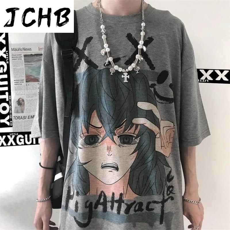 

2021 Summer New Tshirt Ins Korean Cartoon Printing Loose Large Size Student Short-sleeved T-shirt Men Women Half-sleeved Couple