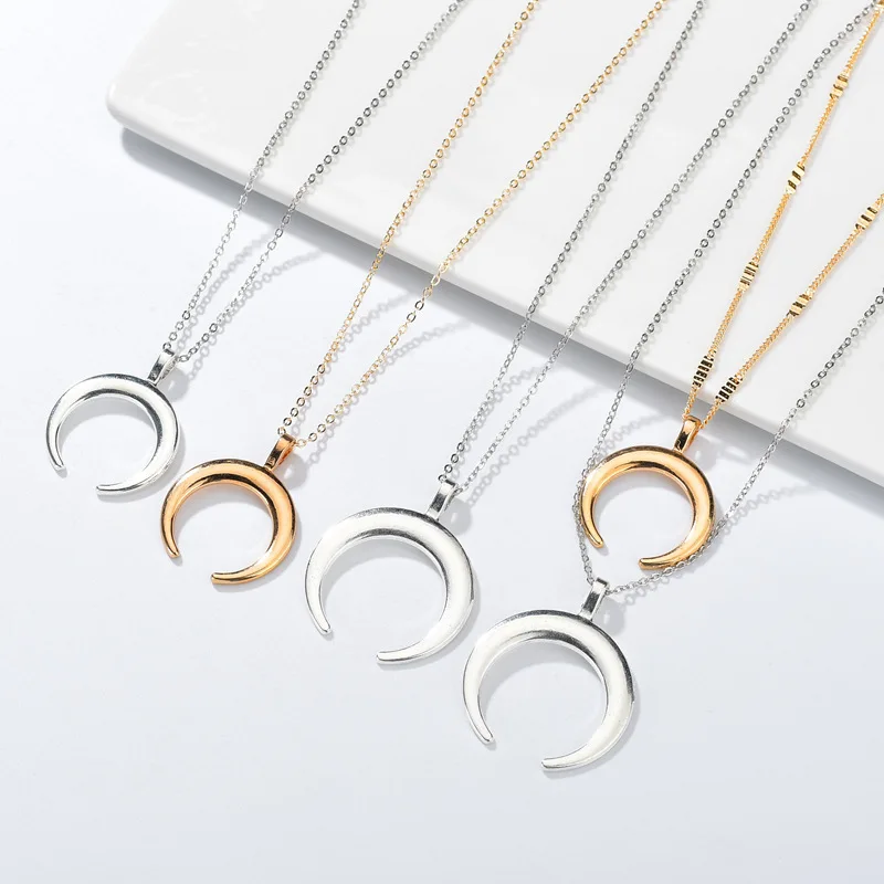 Ожерелье с подвеской в виде Луны серебряное и золотое ожерелье полумесяцем