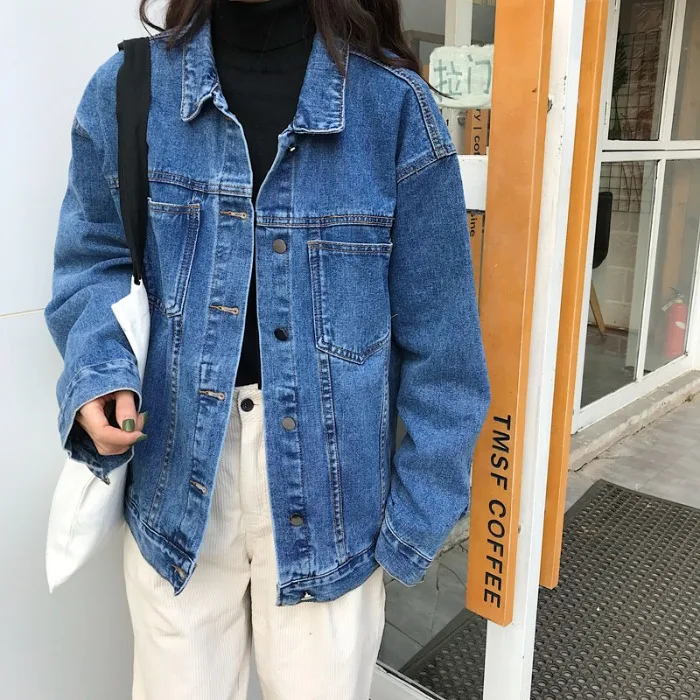 Джинсовая куртка Женская свободная Корейская версия Харадзюку стиль 2020 Новый