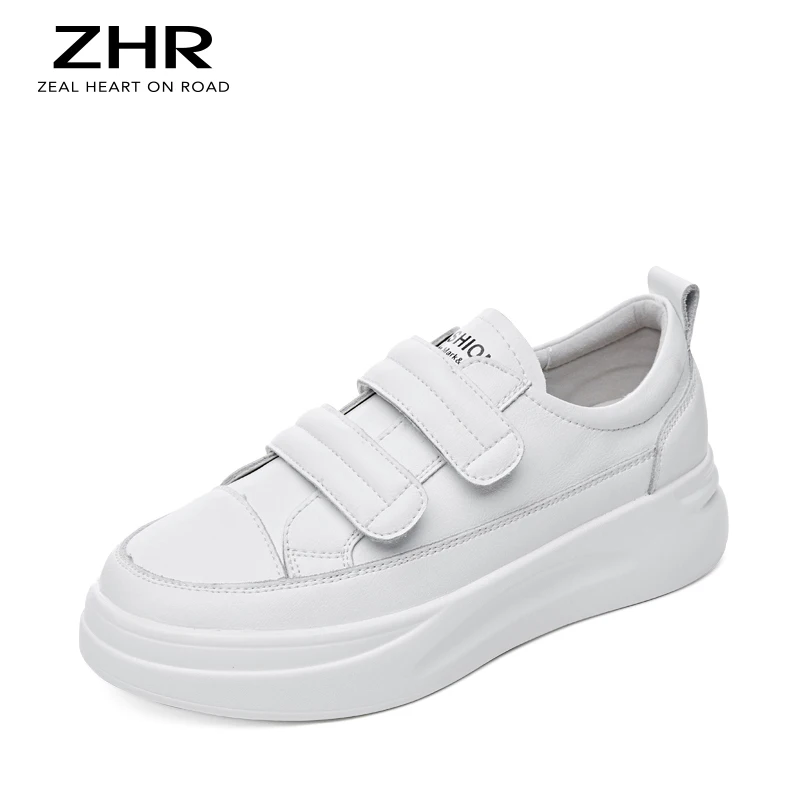 

2021 Leather Women Sneakers Platform White Shoes Sunmmer Casual Sneakers Female Hook Loop Comfort Vulcanized Shoes Woman