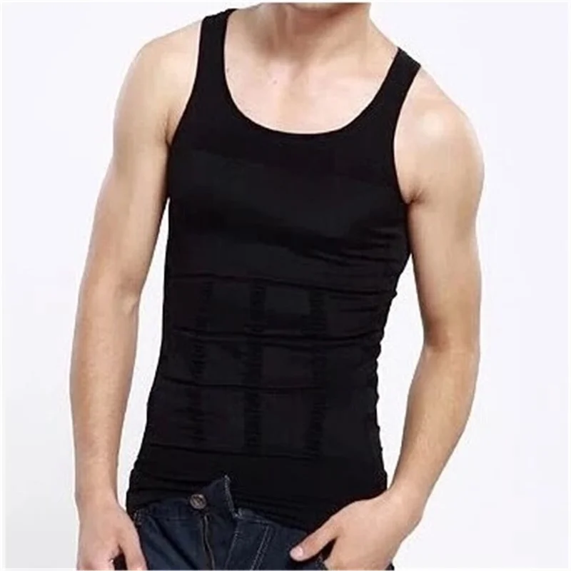 Для мужчин плотное тело Корректирующее белье майка без рукавов жилет рубашка для