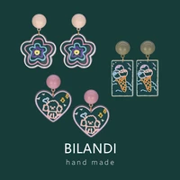 bilandi 925%c2%a0silver%c2%a0needle heart flower resin earrings 2021 new transparent cute ice cream dog acetate earrings for girl gifts