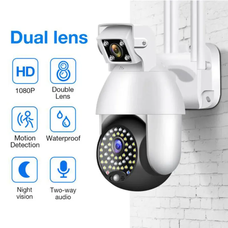 

1080P Dual Lens Outdoor Wireless Security PTZ IP Camera, Wifi, Speed Dome, Pan Tilt, 4X Digital Zoom, CCTV Surveillance