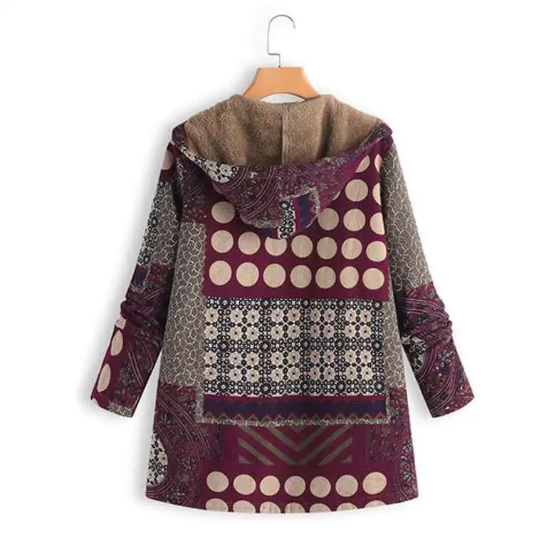 Winter Warm Thick Parkas Women Fashion Print Long sleeve Coats Casual Coats Women Elegant Zipper Hooded Jackets Female Ladies