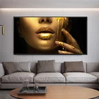 Картины на холсте с изображением лица Африканской женщины золотые сексуальные губы плакаты и принты Куадрос Настенная картина для гостиной украшение для дома