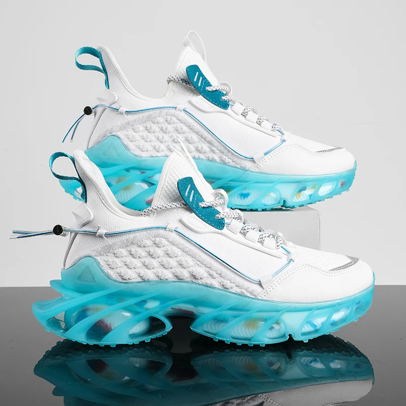 

Модная повседневная обувь для мужчин, дышащие сетчатые Светоотражающие кроссовки, нескользящая амортизирующая подошва, мужская обувь, тре...