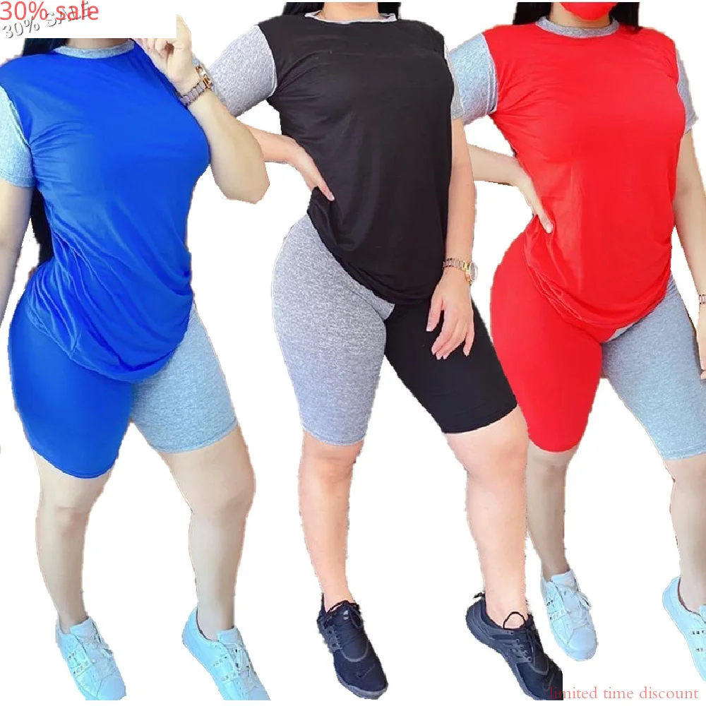 Женский комплект из 2 предметов футболка и велосипедные шорты в стиле пэчворк| |