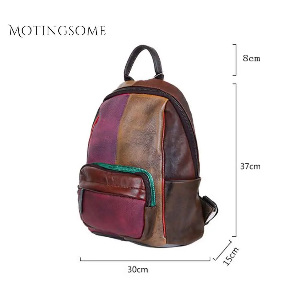 Ручная работа Ретро стиль женский рюкзак из натуральной кожи воловьей кусков для