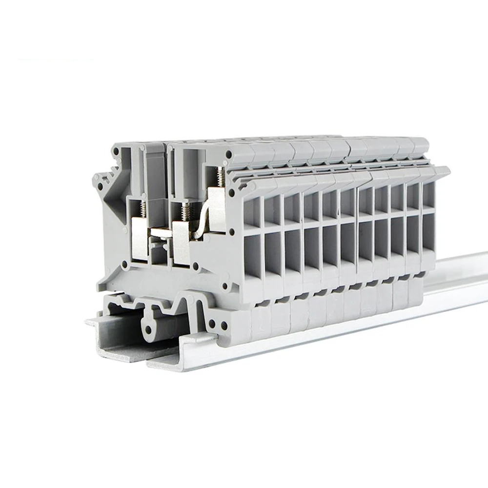 

Din Rail Terminal Blocks 10Pcs UK-5-TWIN One In Two Out Multi Conductor UK5 3 Conductors Screw Connection Wire Conductor