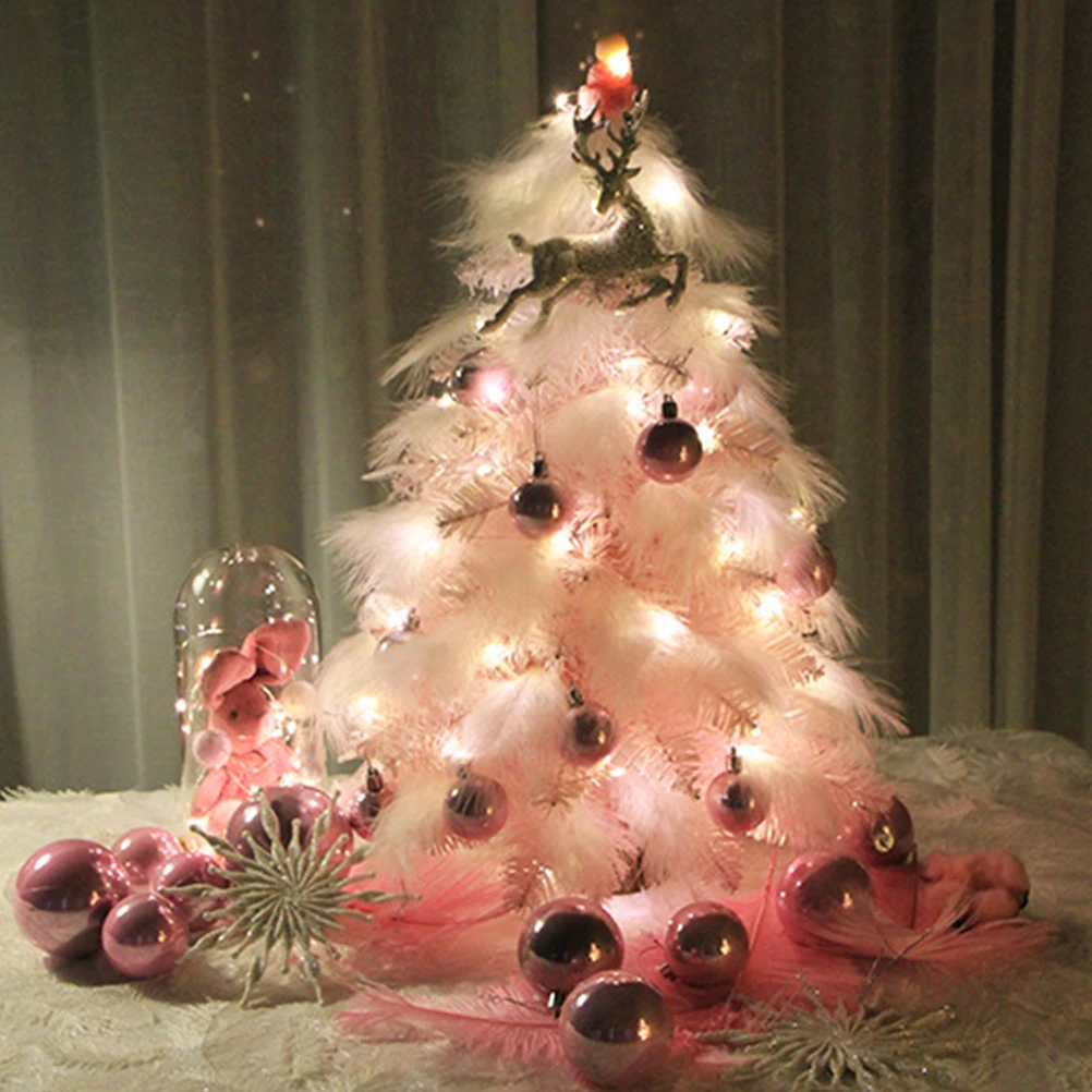 Мини гирлянда с перьями для рождественской елки настольное Рождественское