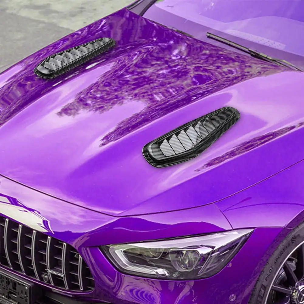 

2PCS Car Side Air Flow Vent Sticker Universal Carbon Fiber Fender Hoe Cover Intake Grille Dust ABS Plastic Decoration Sticker