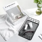 Корзина из металлической проволоки золотистого и розового цвета для хранения дома, офиса, стола, всякой всячины, держателя кистей для макияжа, Нордического декора, железная корзина-Органайзер