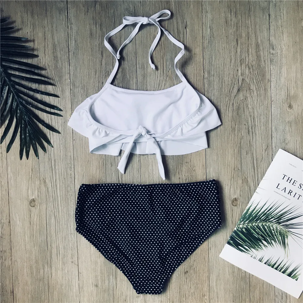 

Children Girls Bikini Set 2021 Falbala Two-Pieces Swimming Suit Summer Halter Kids Girl Swimwear Swimsuit Bandage Bathing Suit