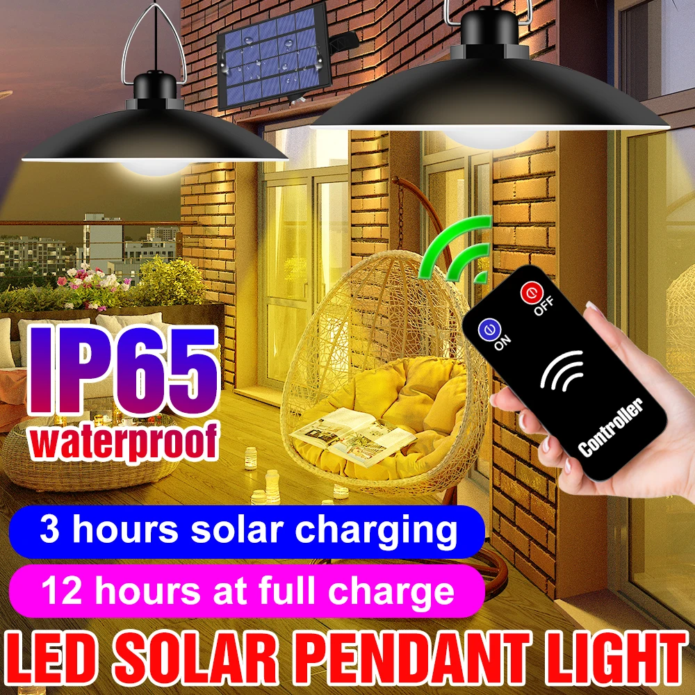 

Уличная Светодиодная лампа на солнечной батарее, садовый подвесной светильник для сада, водонепроницаемый Светодиодный светильник на солн...