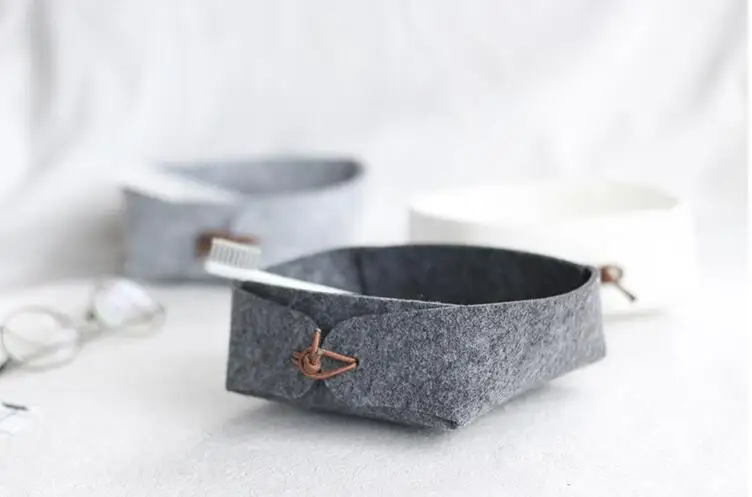 NEW Useful Hallway Entrance key Small Storage Box Nordic Felt Basket Candy Color DIY Foldable Office Desk Home Supplies - Цвет: Серый