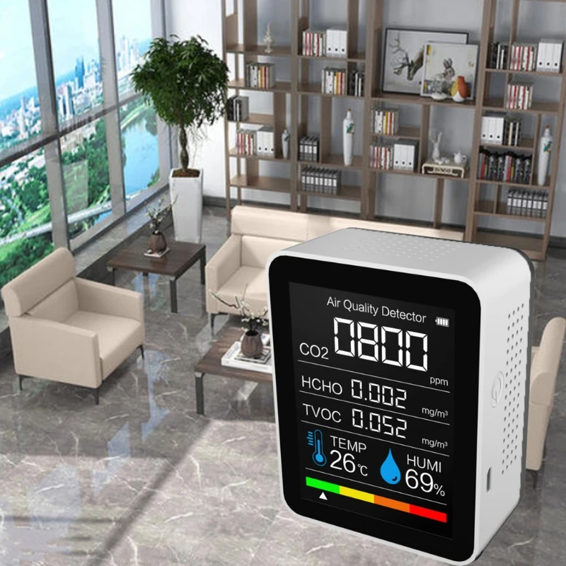 

TVOC CO2 Meter Digital Temperature Humidity Sensor Tester Air Quality Monitor Carbon Dioxide Formaldehyde Detector