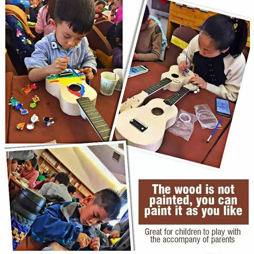 21 Inch Ukulele Diy Kit Hawaii Guitar Ukelele Handwork Support Painting Kids Children Toy Assembly For Beginner Amateur T7x7 images - 6