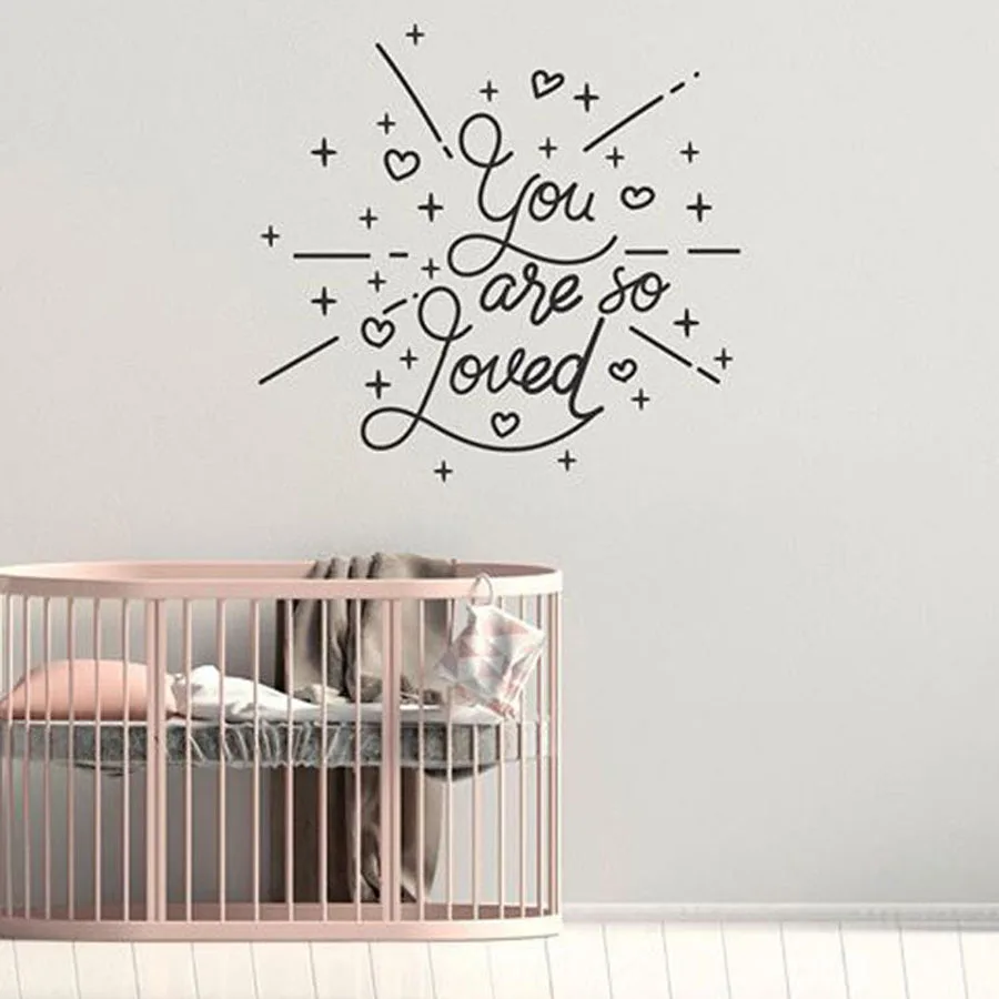 

You Are So Loved Wall Decal Baby Room Kids Bedroom Nursery Quote Vinyl Wall Sticker Art Love Heart Mural Kid Shower Gifts S863