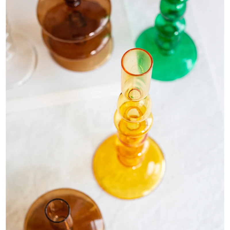 Стеклянная свеча вертикальный конус держатель свечей для фотографий украшение